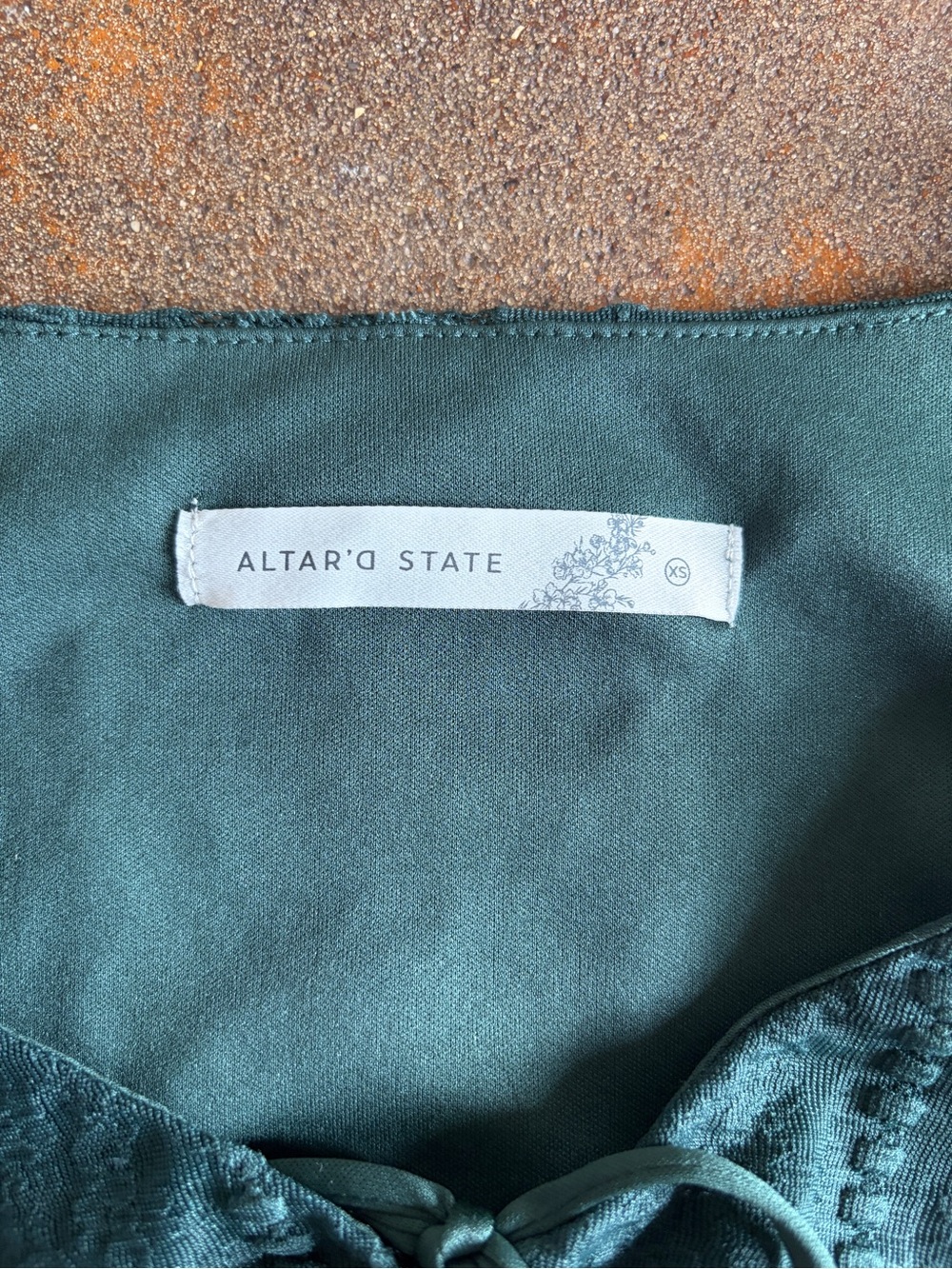 Altar'd State Emerald Green Lace Tie-Front Crop Top - Picture 4 of 4